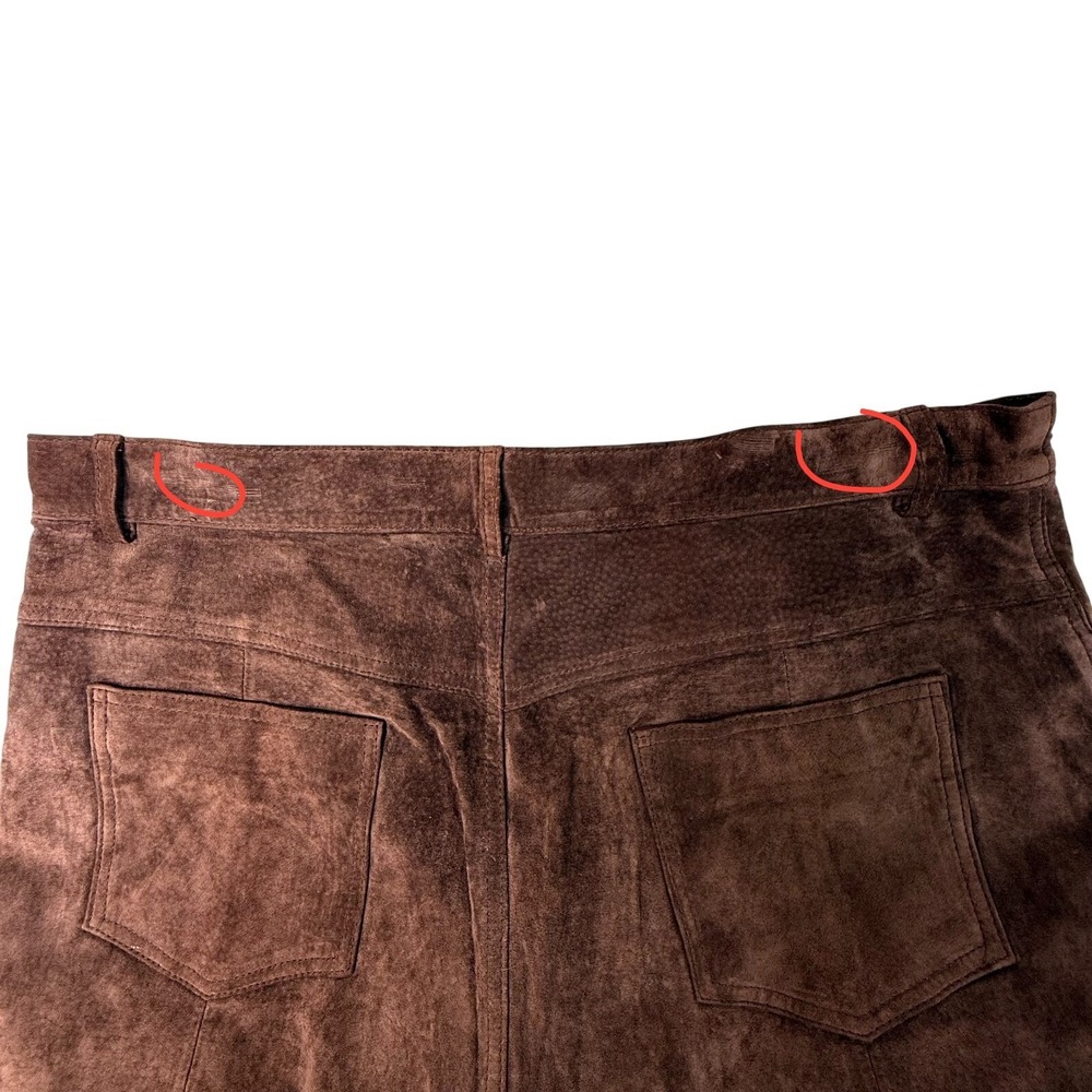 Margaret Godfrey Brown Suede Leather Pants Size 14 High Rise Vintage Style - Picture 5 of 13